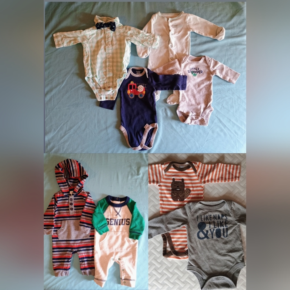 8 Newborn Boys Onesie Bundle